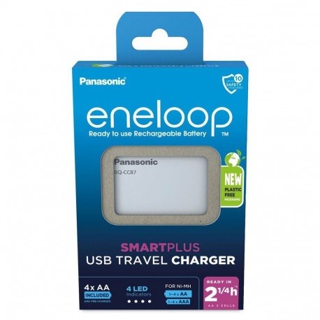 USB akulaadija PANASONIC Eneloop Smartplus BQ-CC87 + 4x AA 2000 mAh (K-KJ87MCD40USB)