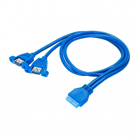 Adapter koos kaabliga Akyga AK-CA-62 2x USB A 3.0 A (f) | USB 19 pin (f) 65cm