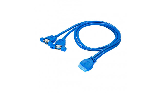 Adapter koos kaabliga Akyga AK-CA-62 2x USB A 3.0 A (f) | USB 19 pin (f) 65cm