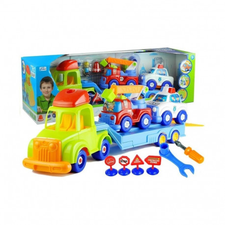 politsei ja pääste lahtivõetav sõidukite komplekt platvormhaagisega