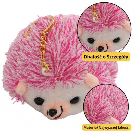 pluszowy siil maskott võtmehoidja rõngas roosa 9cm