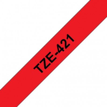 Brother TZE-421 label-making tape Black on red