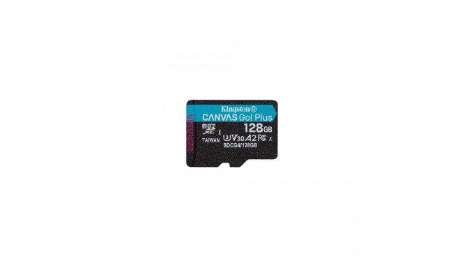 Kingston Technology 128GB microSDXC Canvas Go Plus Gen4 200R A2 U3 Single Pack w/o ADP