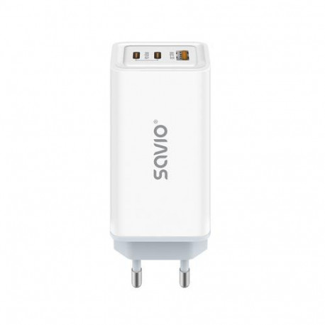 Savio LA-07 adowarka Sieciowa GaN 65W Biaa Headphones, Headset, Tablet, Telephone, Watch White AC Ou