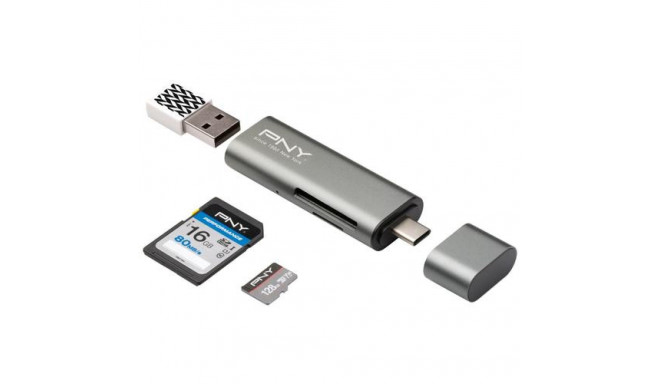 PNY R-TC-UA-3N1E01-RB card reader USB 3.2 Gen 1 (3.1 Gen 1) Type-C Metallic