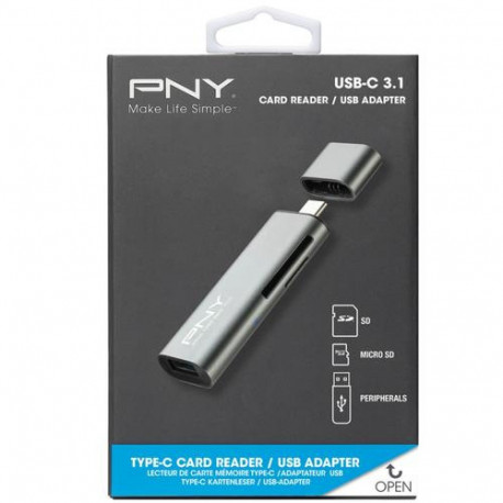 PNY R-TC-UA-3N1E01-RB card reader USB 3.2 Gen 1 (3.1 Gen 1) Type-C Metallic
