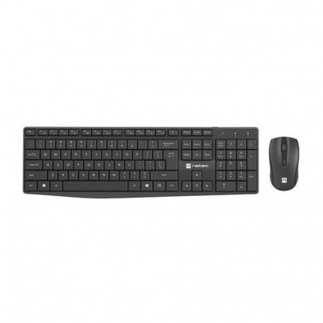 NATEC SQUID keyboard Mouse included Home/Office USB QWERTY US International Black