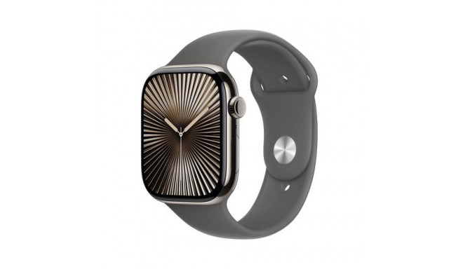 Apple Watch Series 10 GPS + Cellular 46mm Natural Titanium Case with Stone Grey Sport Band - S/M