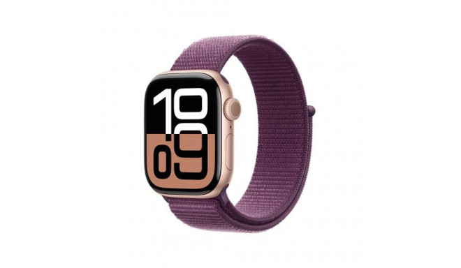 Apple Watch Series 10 GPS 42mm Rose Gold Aluminium Case with Plum Sport Loop