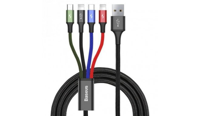Baseus KB2L435A12BK mobile phone cable Black, Blue, Green, Red 1.2 m USB A 2 x Lightning + micro-USB