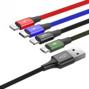 Baseus KB2L435A12BK mobile phone cable Black, Blue, Green, Red 1.2 m USB A 2 x Lightning + micro-USB