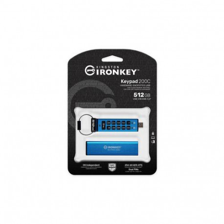 Kingston Technology IronKey 512GB USB-C Keypad 200C, FIPS 140-3 Lvl 3 (Pending) AES-256
