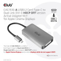 CLUB3D USB3.2 Gen1 Type-C to Dual Link DVI-D HDCP OFF version Active Adapter M/F for Apple Cinema Di