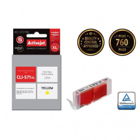 Activejet ACC-571YNX ink (replacement for Canon CLI-571Y XL; Supreme; 12 ml; yellow)
