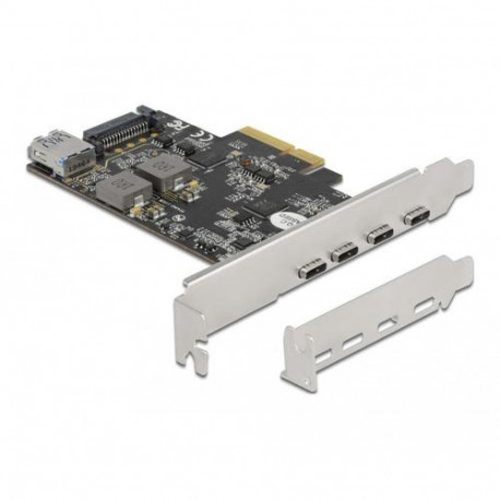 DeLOCK PCI Express x4 Card to 4 x USB Type-C + 1 x USB Type-A - SuperSpeed USB 10 Gbps - Low Profile