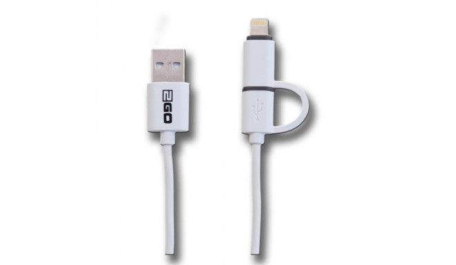 2GO 795637 USB cable 1 m USB A Micro-USB B/Lightning White