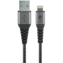 Goobay Lightning to USB-A Textile Cable with Metal Plugs (Space Grey/Silver), 2 m