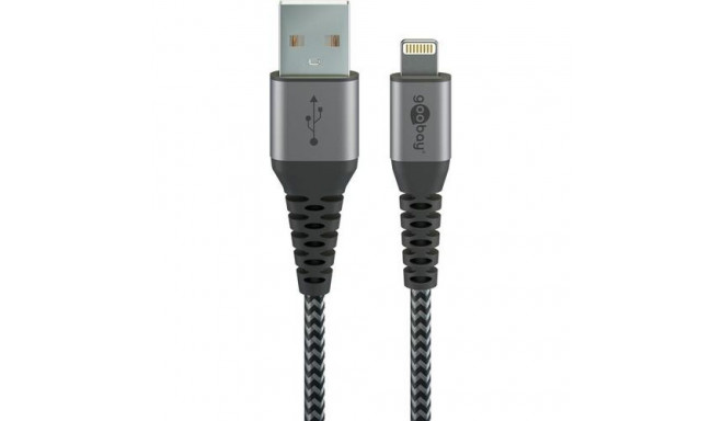 Goobay Lightning to USB-A Textile Cable with Metal Plugs (Space Grey/Silver), 2 m