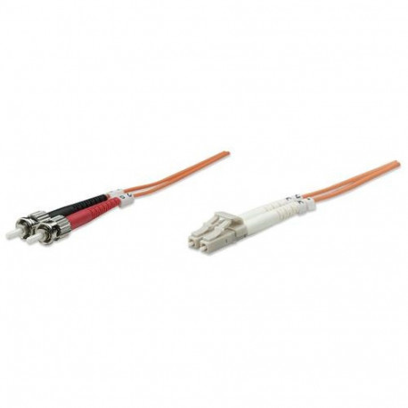Intellinet Fiber Optic Patch Cable, OM2, LC/ST, 3m, Orange, Duplex, Multimode, 50/125 µm, LSZH, Fibr