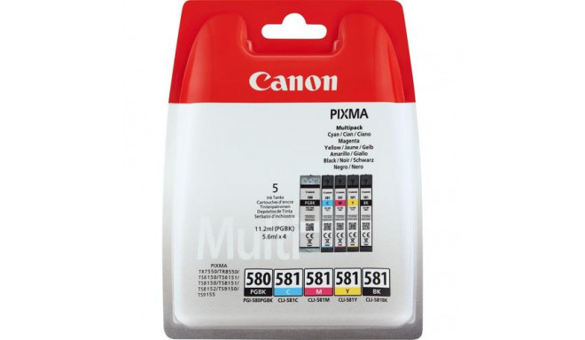 Canon PGI-580BK/CLI-581 BK/C/M/Y Pigment + Ink Cartridge Multi Pack