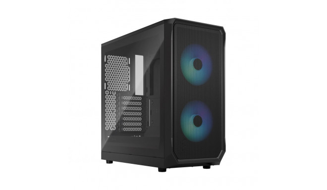 Fractal Design Focus 2 RGB Black TG Clear Tint, Midi Tower, Power supply included No
