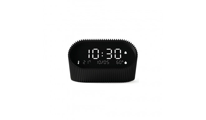 LEXON Ray Alarm Clock with Indoor Thermometer&Hygrometer Black