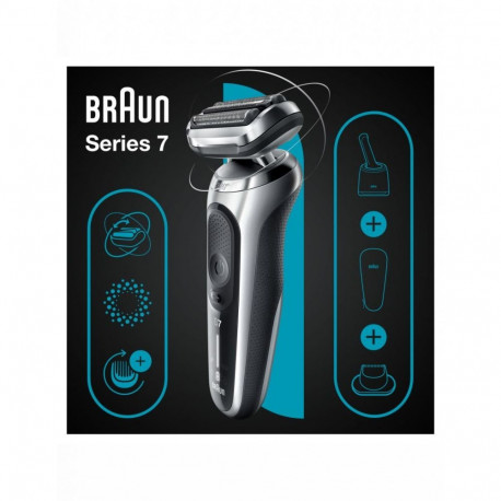 Braun Shaver 71-S7200cc Operating time (max) 50 min, Wet & Dry, Silver/Black