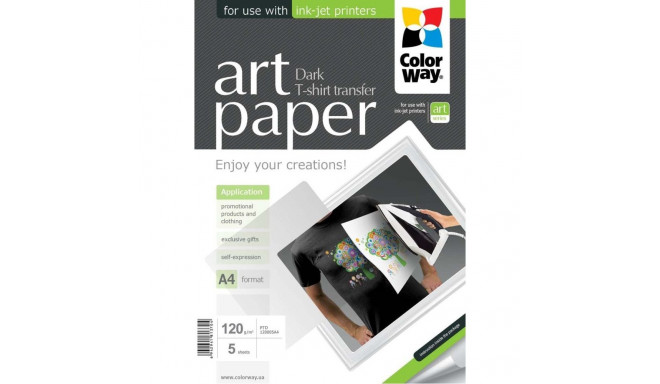 ColorWay ART T-shirt transfer (dark) Photo Paper, 5 sheets, A4, 120 g/m
