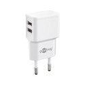 Goobay Dual USB charger 44952 2.4 A, 2 USB 2.0 female (Type A), White, 12 W