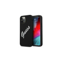 Guess Apple iPhone 12 Pro Max 6.7'' Vintage White Script Silicone Cover Black