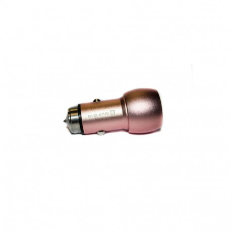 Evelatus Universal Car Charger ECC01 PINK 2USB port 3.1A with stainless steel escape tool Pink