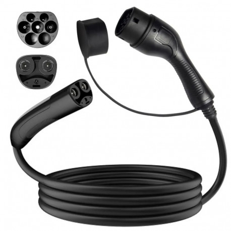 EV Charge AUX1675T2 Premium EU CE Universal Cable 11 KW 16A Type 2 to Type 2 7.5M Black
