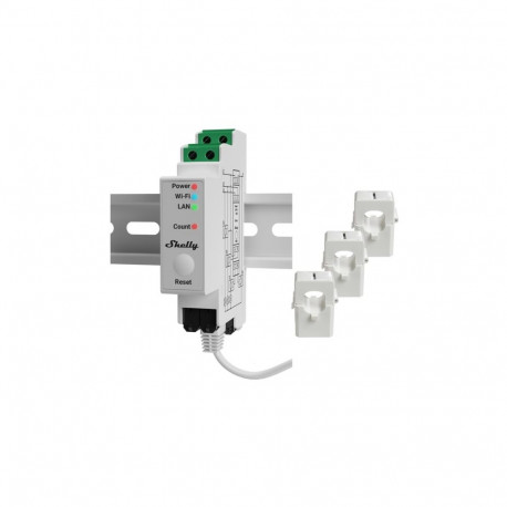 Shelly relay "Pro 3EM 120A" WLAN LAN electricity meter incl. 3x 120A terminals measuring function BT
