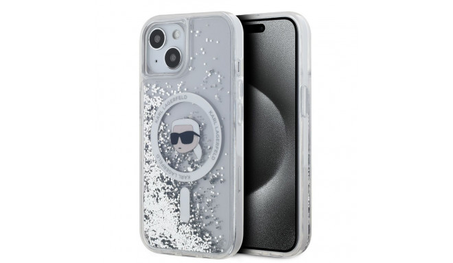 Karl Lagerfeld - Karl Lagerfeld Liquid Glitter Karl Head MagSafe Case for iPhone 15 Transparent