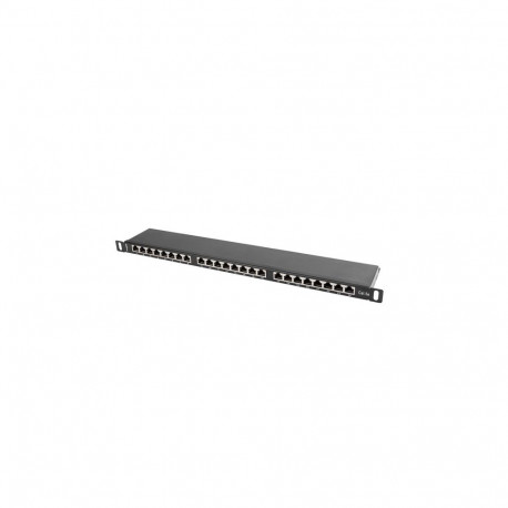 PATCH PANEL 24 PORT 0.5U 19" CAT.5E FTP WITH CABLE ORGANIZER SHIELDED BLACK LANBERG