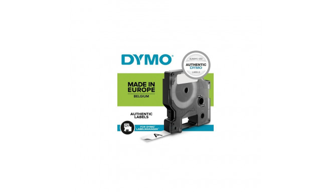 Dymo D1 teip 12 mm x 7 m, valge läbipaistva alusega