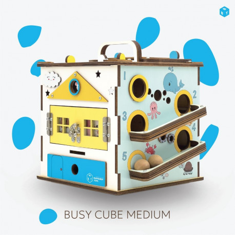 BusyBuddyToys - wooden activity cube for kids (3+)