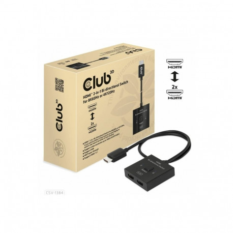 CLUB 3D HDMI 2-in-1 kahesuunaline lüliti 8K60Hz või 4K120Hz jaoks