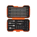 Bit set 1/4" 35 pcs colour coded with 2 adaptors PH,PH2G,PZ,SL,Hex,TORX 25mm 22 pcs, 150mm 7 pcs