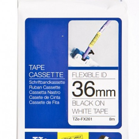 BROTHER TZEFX261 36 BLACK ON WHITE FLEX
