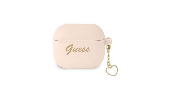 Guess Apple AirPods 3 cover Silicone Charm Heart Collection case Pink
