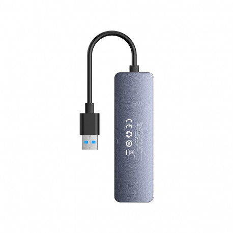 Hub USB-A USB 3.0 4-pordiga + USB-C toiteport 15cm, hall