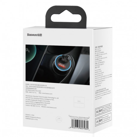Car Quick Charger 12-24V 60W 2xUSB-A QC4+ SCP AFC, Dark Gray