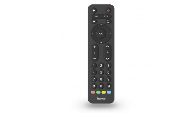 Hama Universal TV Remote Control 2-in-1 Large Buttons Infrared Learning Function Black