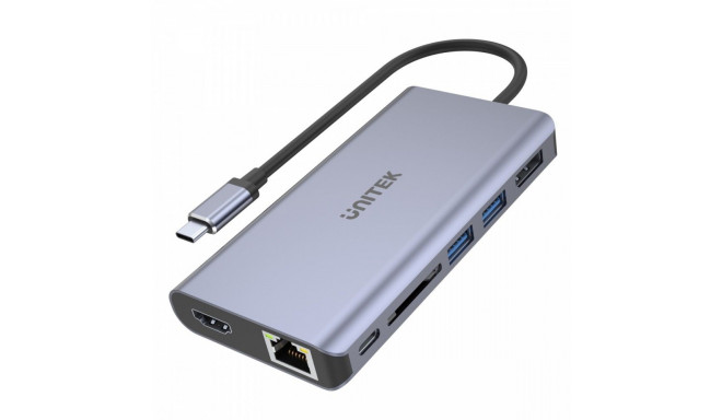 HUB USB-C 2x USB 3.1, HDMI,DP, RJ45, SD;D1056