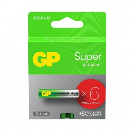 ALKALINE BATTERIES LR03 /AAA GP SUPER 6PCS.