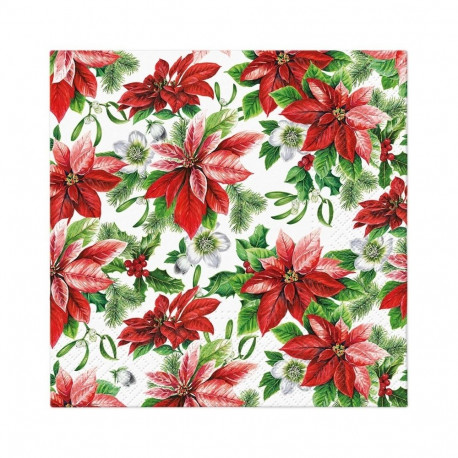 NAPKINS PAPER GLO POINSETT 33X33CM 20PCS