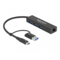 DeLOCK 3 Port USB 3.2 Gen 1 Hub + Gigabit LAN with USB Type-C or USB Type-A connector