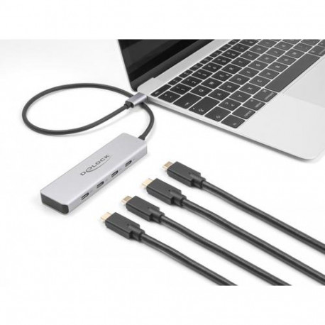 DeLOCK USB 10 Gbps USB Type-C Hub with 4 x USB Type-C female with 35 cm connection cable