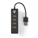 Nedis UHUBU2420BK interface hub USB 2.0 480 Mbit/s Black